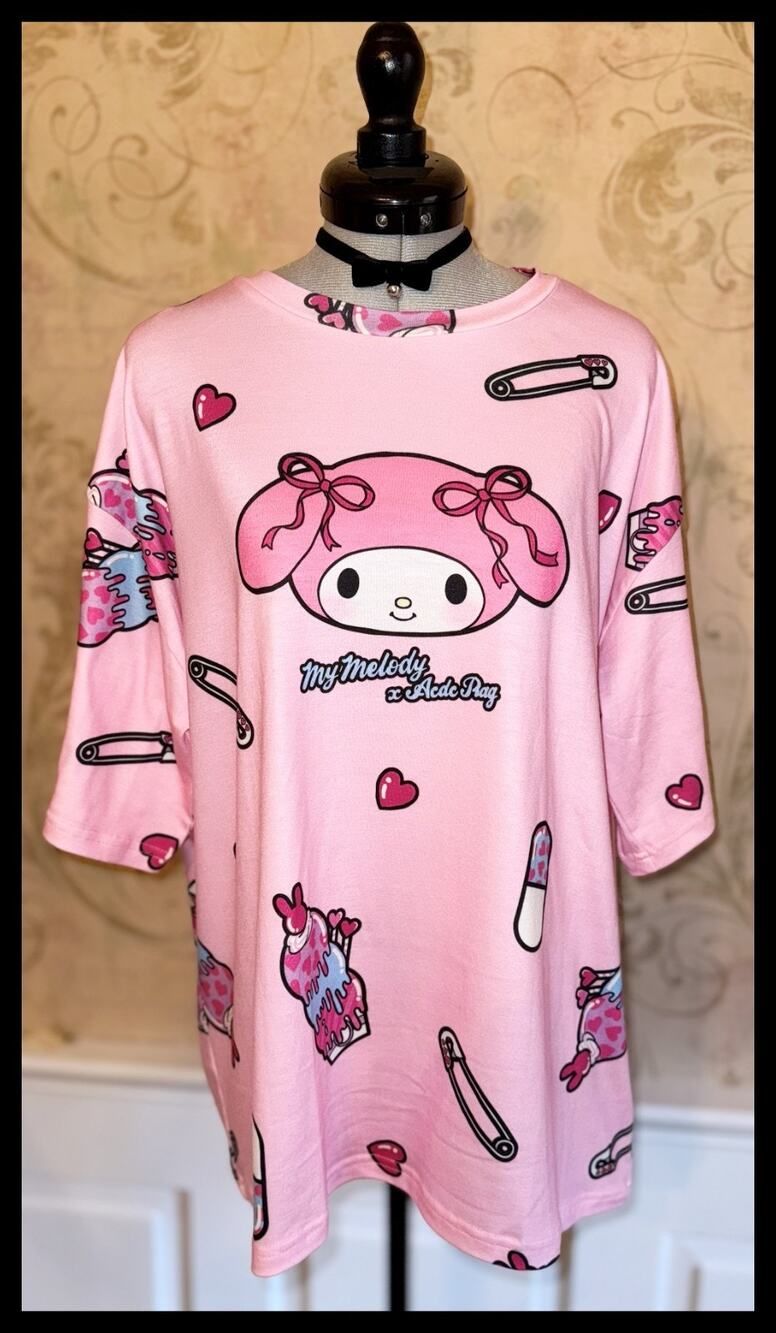 ACDC Rag My Melody T-Shirt Street Style J Fashion Punk Sanrio Japan Yami Kawaii